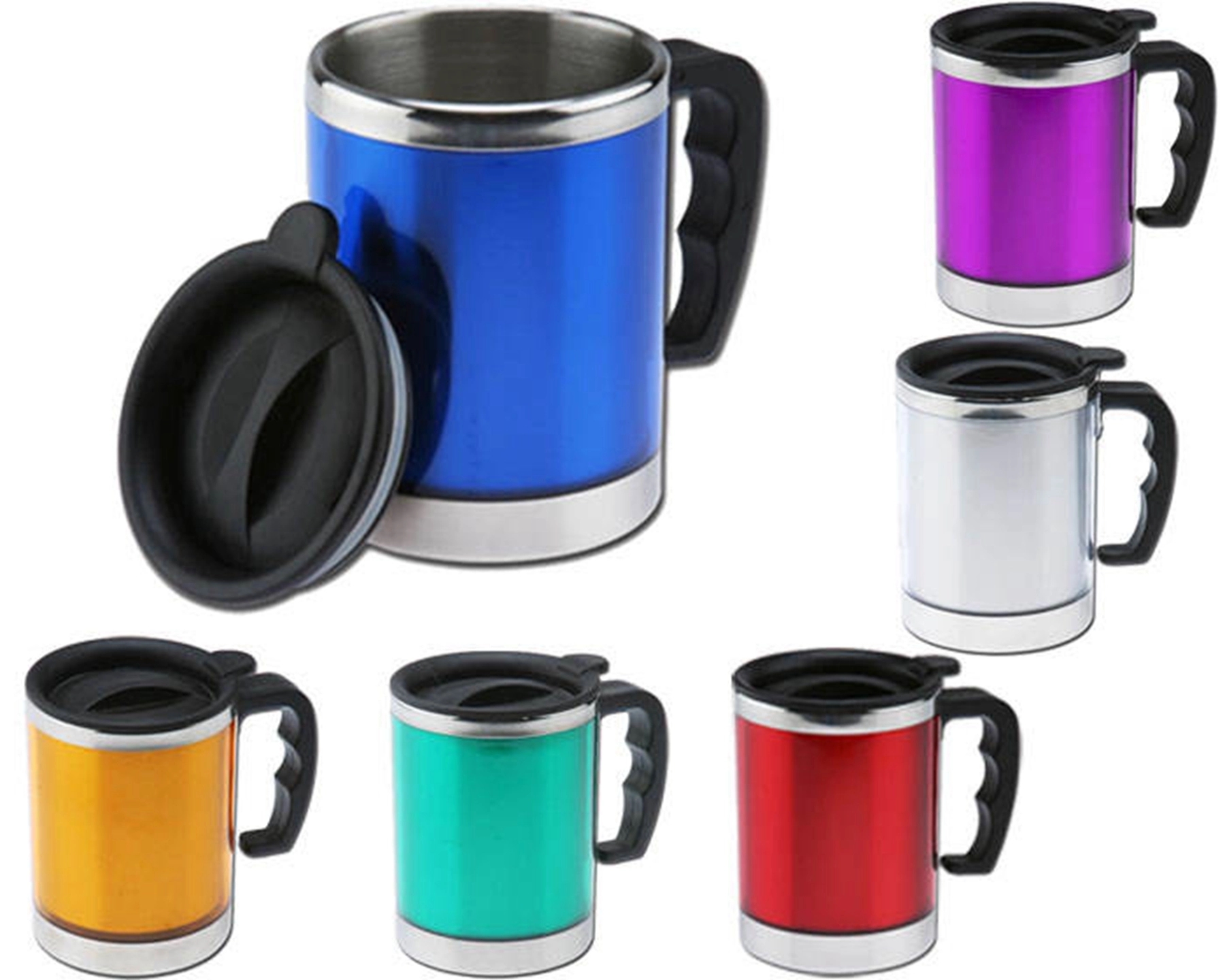 15 Oz. Plastic Shell Double Wall Coffee Travel Mug With Lid 8