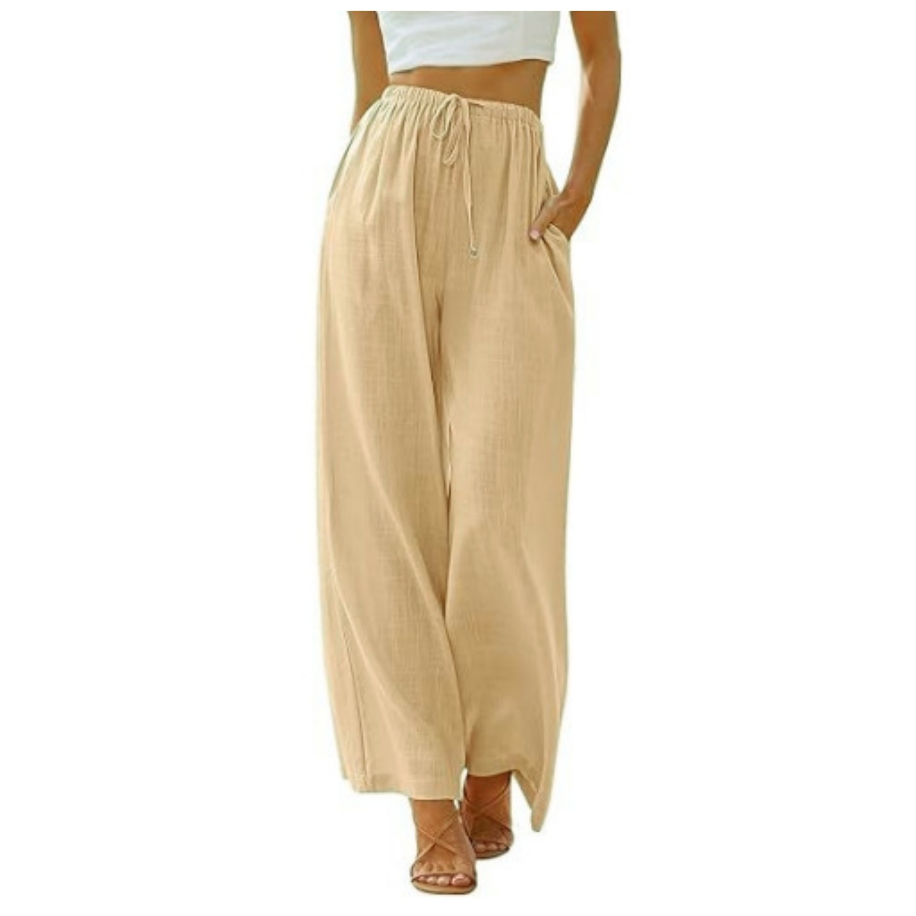 Women's Linen Summer Palazzo Pants 12