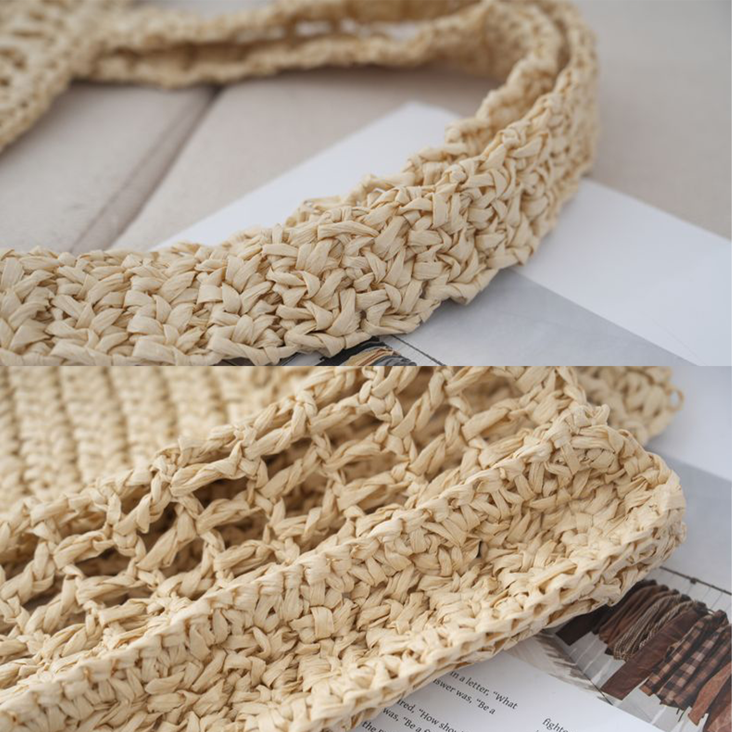 Paper Rope Woven Crochet Beach Tote Bag 7