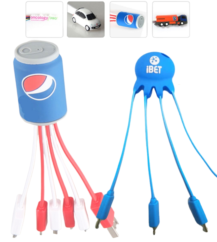 Custom 3D USB Charging Cable Charger - w/ Type C 3
