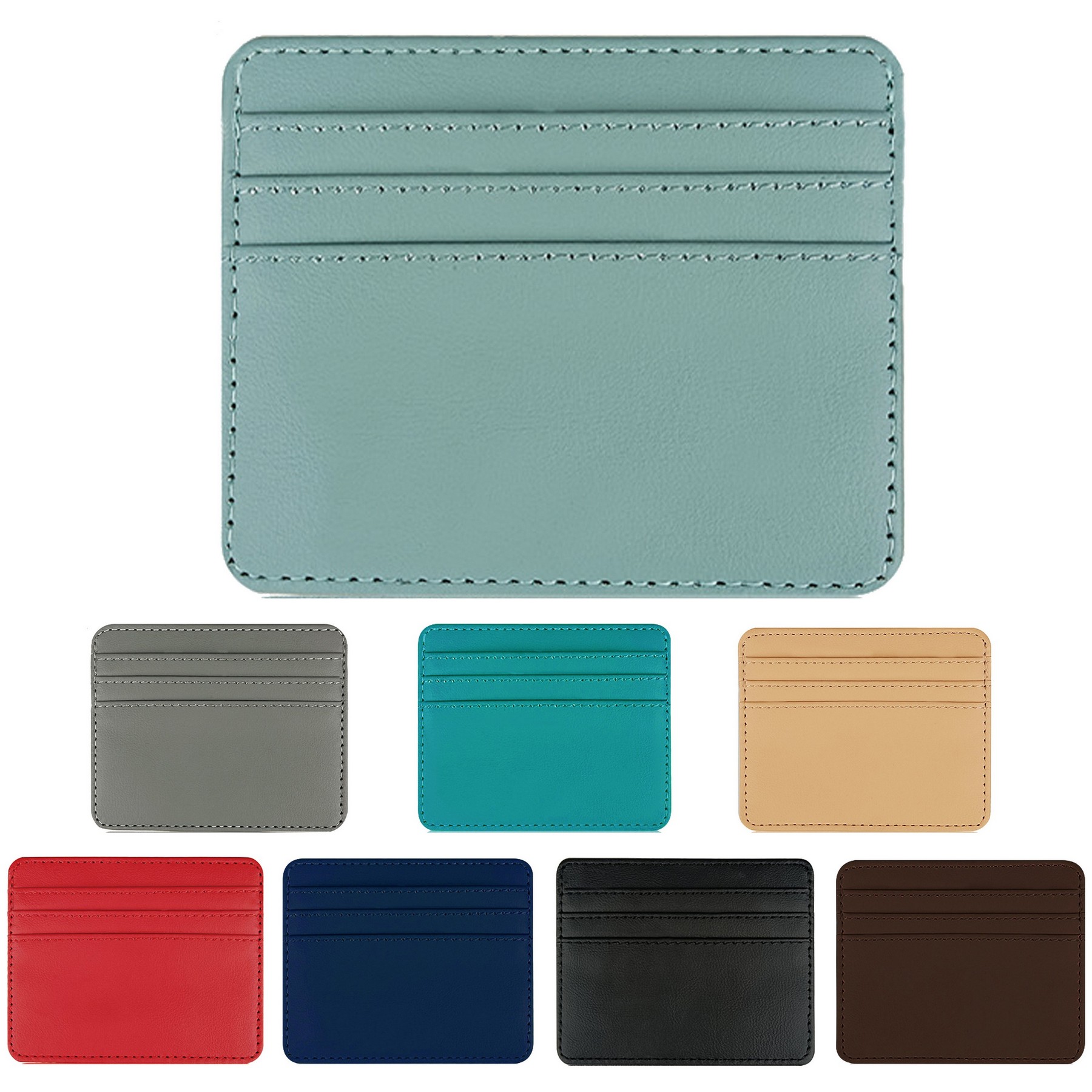 Pu Leather Slim Front Pocket Credit Card Purse 3