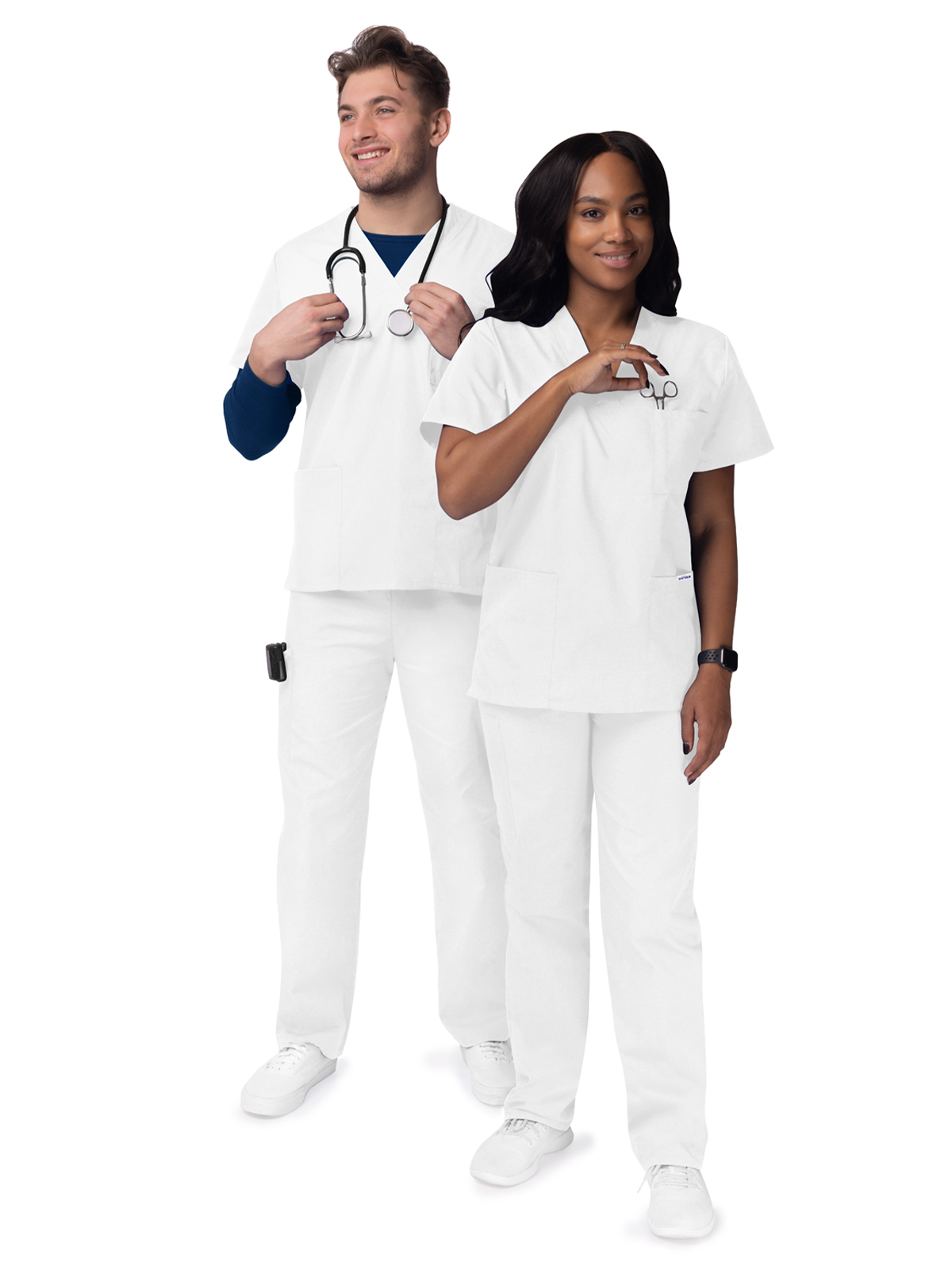 Adar - Sivvan - Unisex V-Neck Top Drawstring Pant Scrub Set 38
