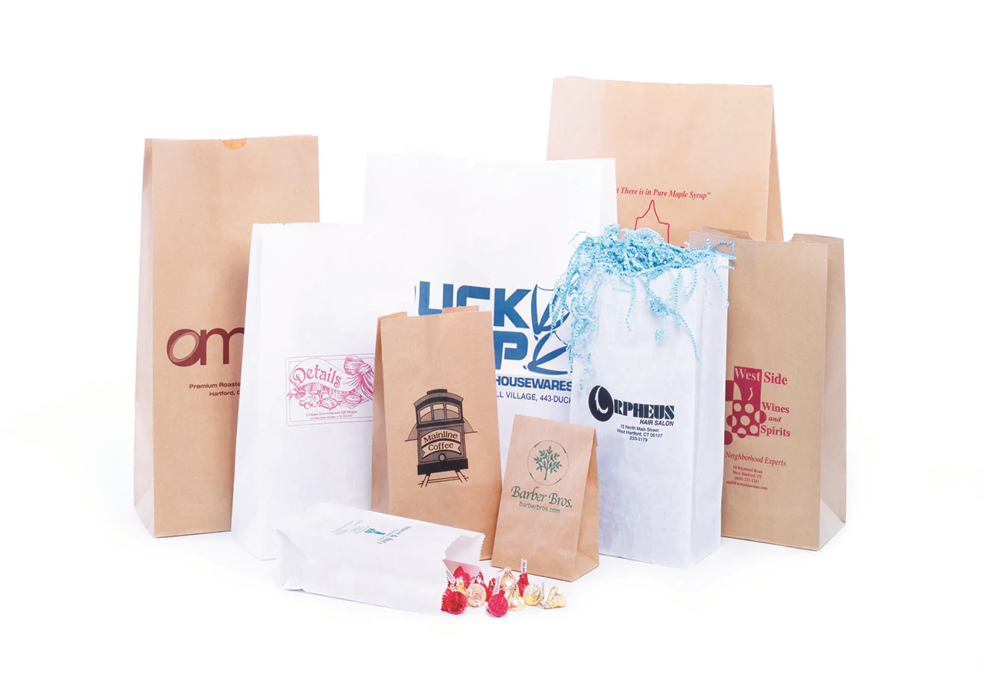 White Kraft SOS Flat Bottom Bags - Hot Stamp Imprint