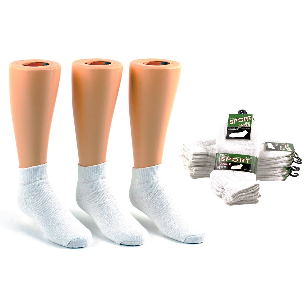 Kids' Ankle Socks - White Size 4-6, custom youth shirt with logo imprint 2