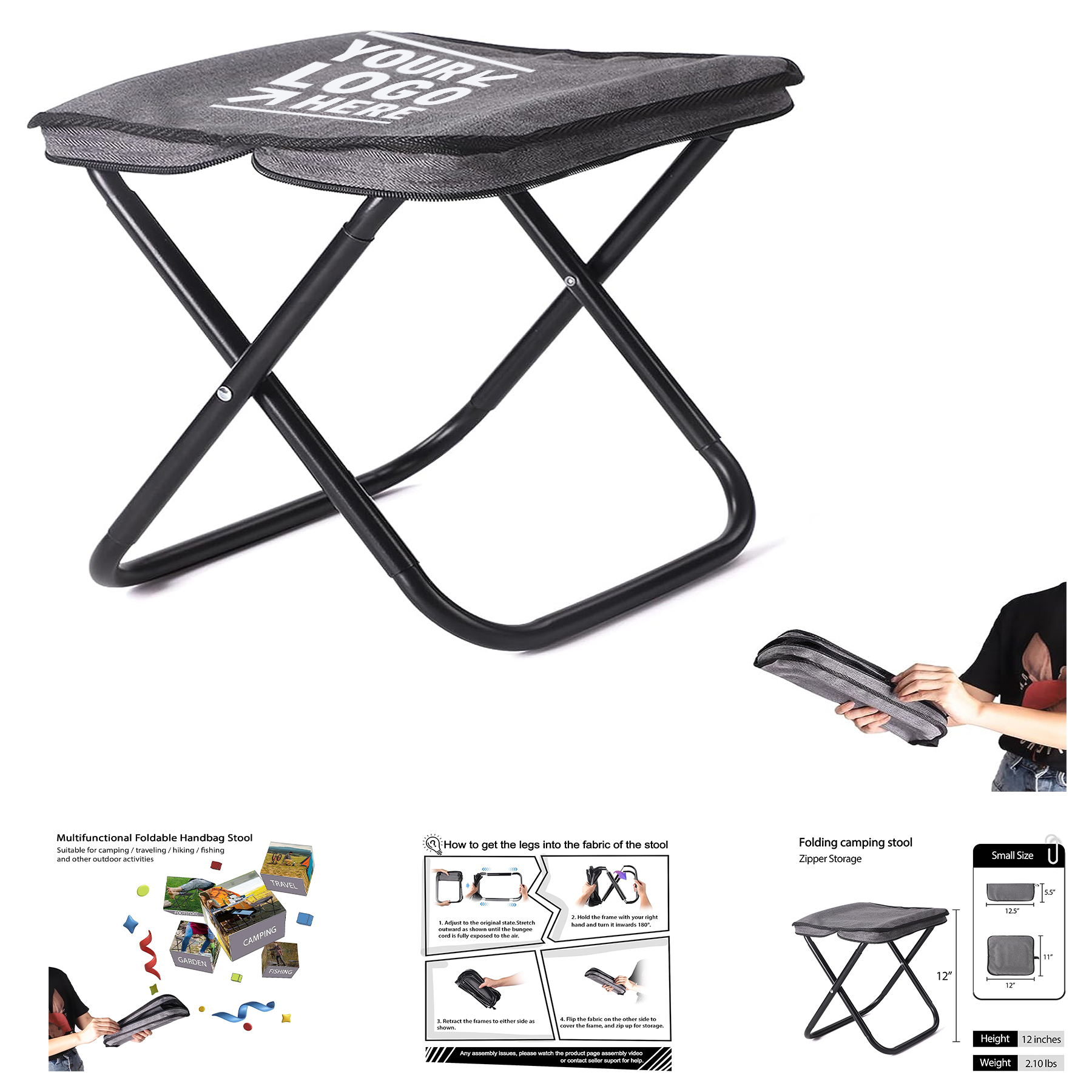 Convenient For Travel Hike Wait In Line Portable Foldable Camping Zip Packed Stool  2