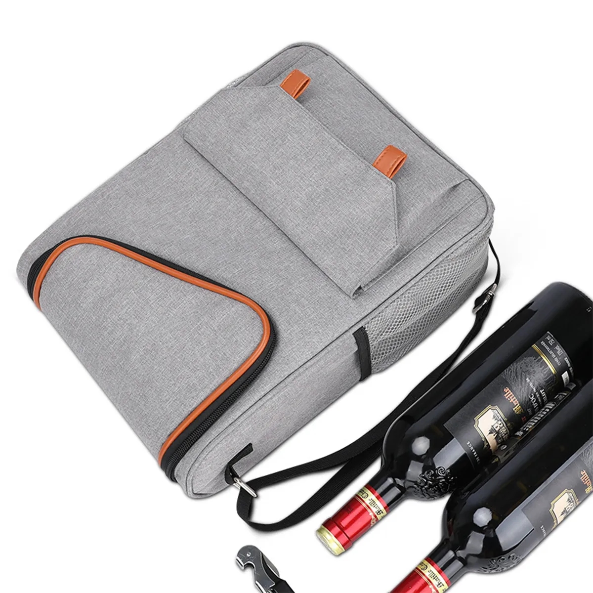Custom Portable Three Bottles Red Wine Cooler Insulated Bag 5