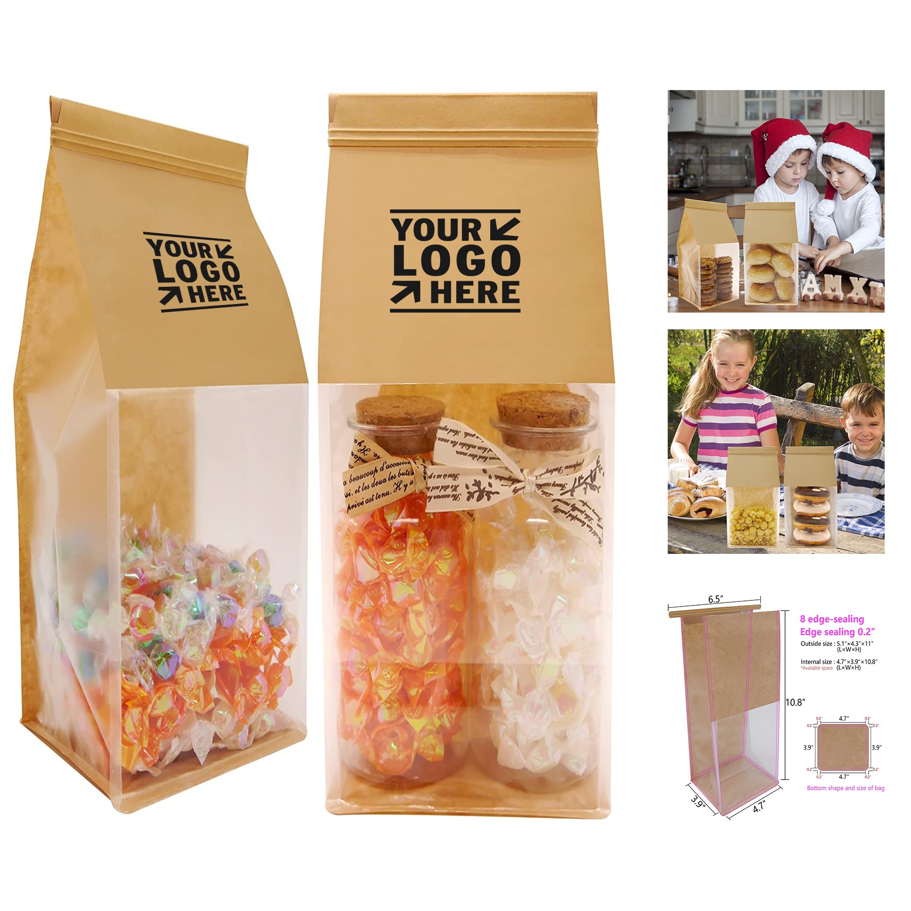 5.1 x 4.3 x 11 Inches Bakery Bag with Window 2