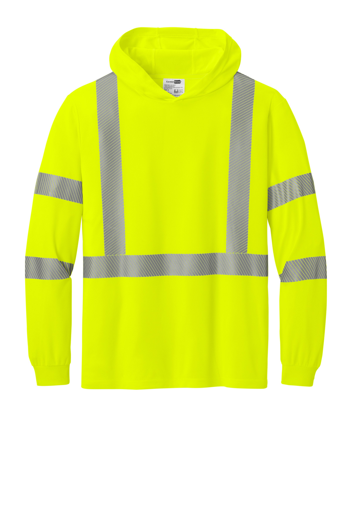 CornerStone ANSI 107 Class 3 Long Sleeve Segmented Tape Hooded Tee CS208 16