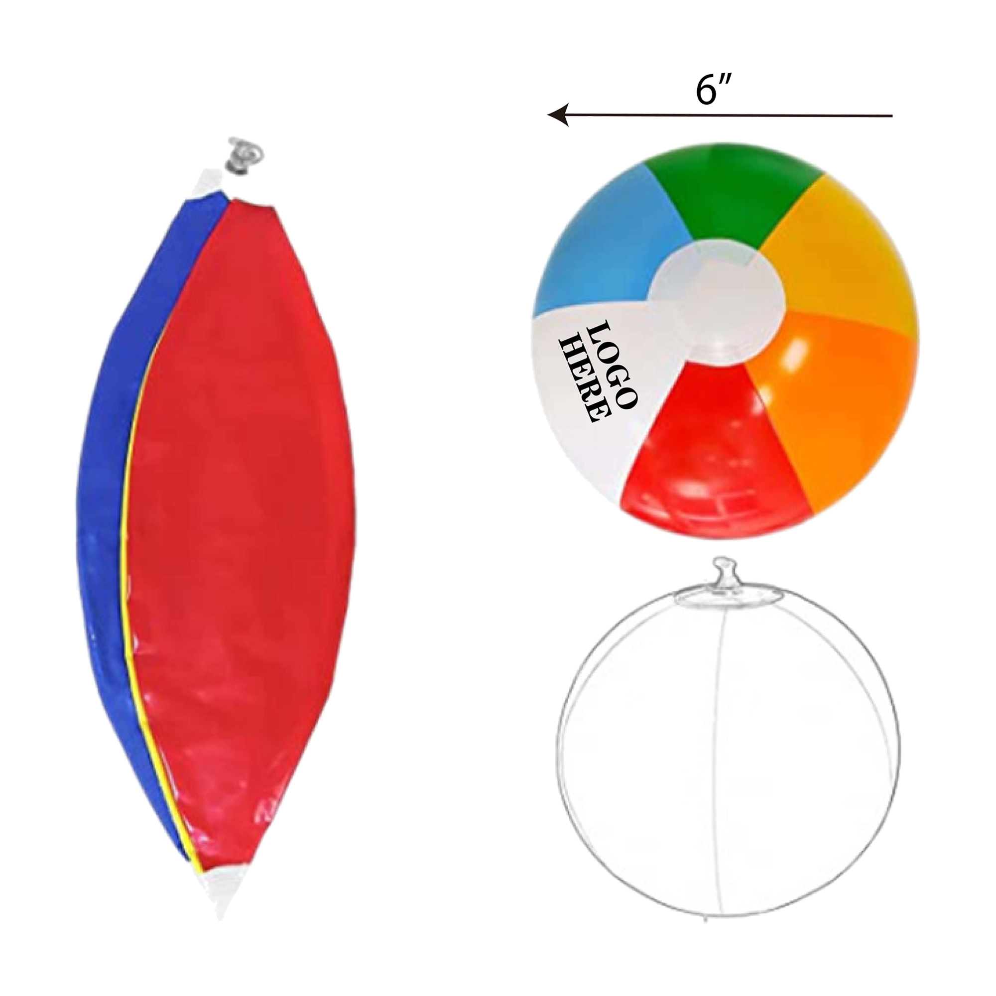 Extra-Thick Explosion-Proof 6-Inch Diameter Beach Ball 3