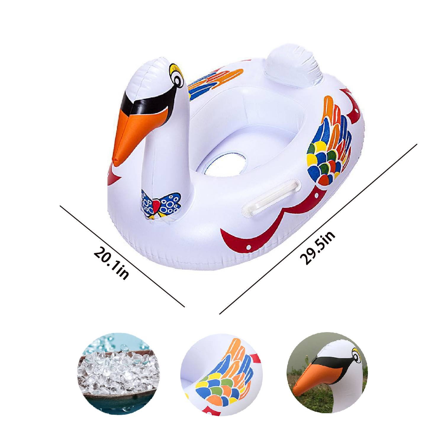 Swimming ring white swan shape inflatable baby special 7