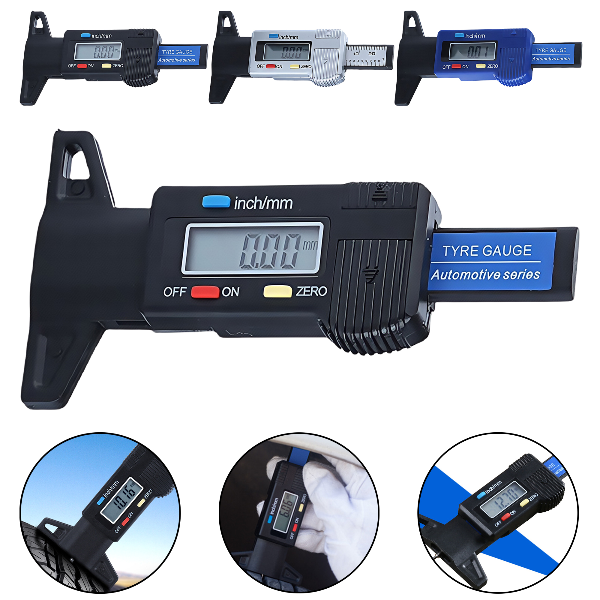 Digital Tire Tread Depth Gauge 0-25mm Electronic Measurement Tool with LCD Display 2