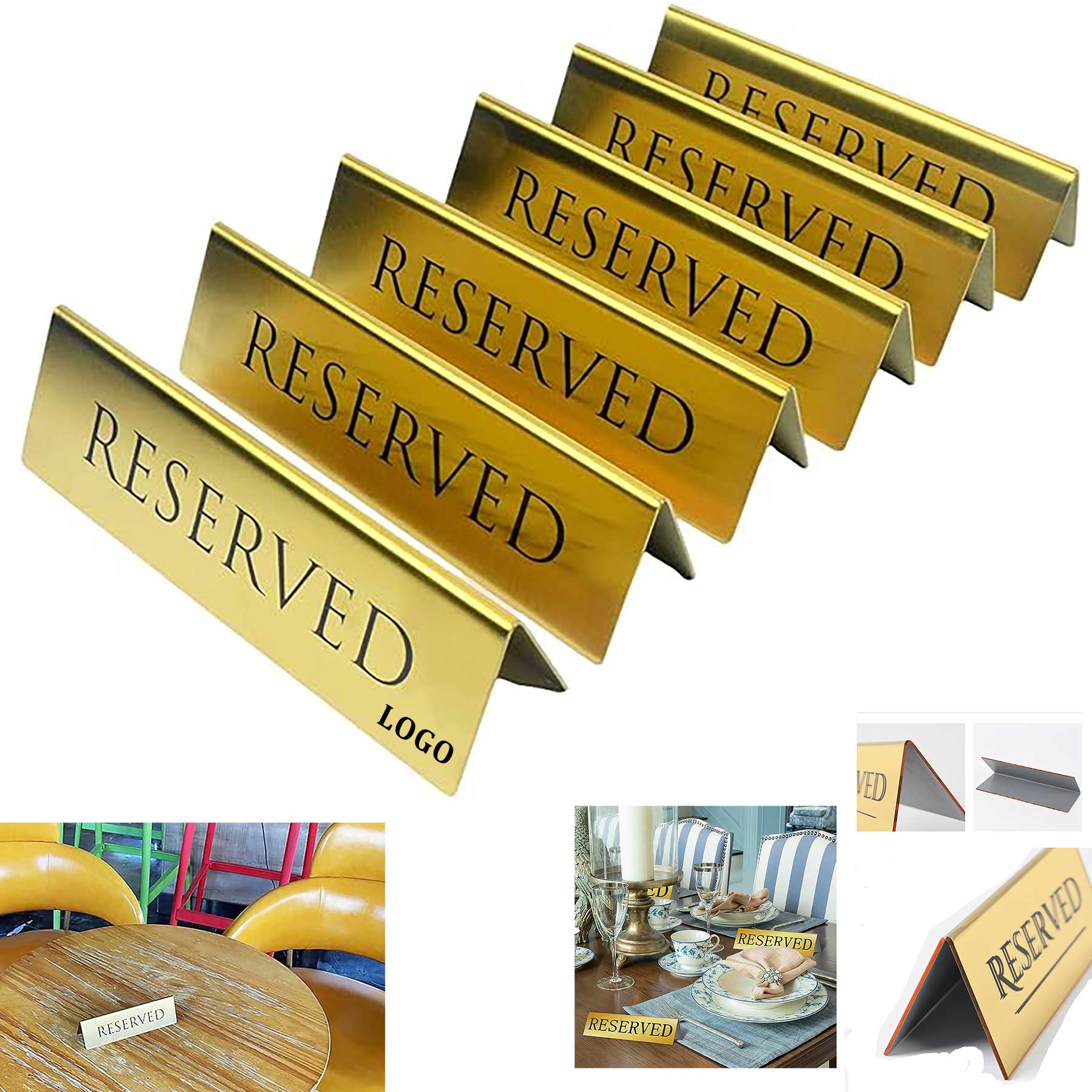 Gold Metal Desktop Reserved Sign 2