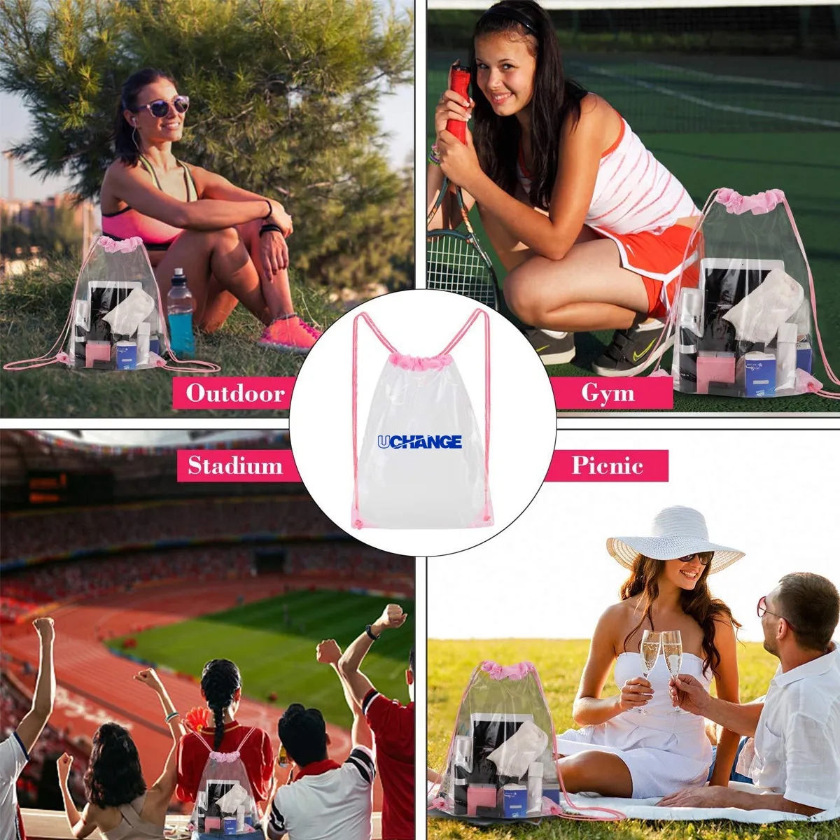 Clear PVC Drawstring Backpack For Events And Gyms 3