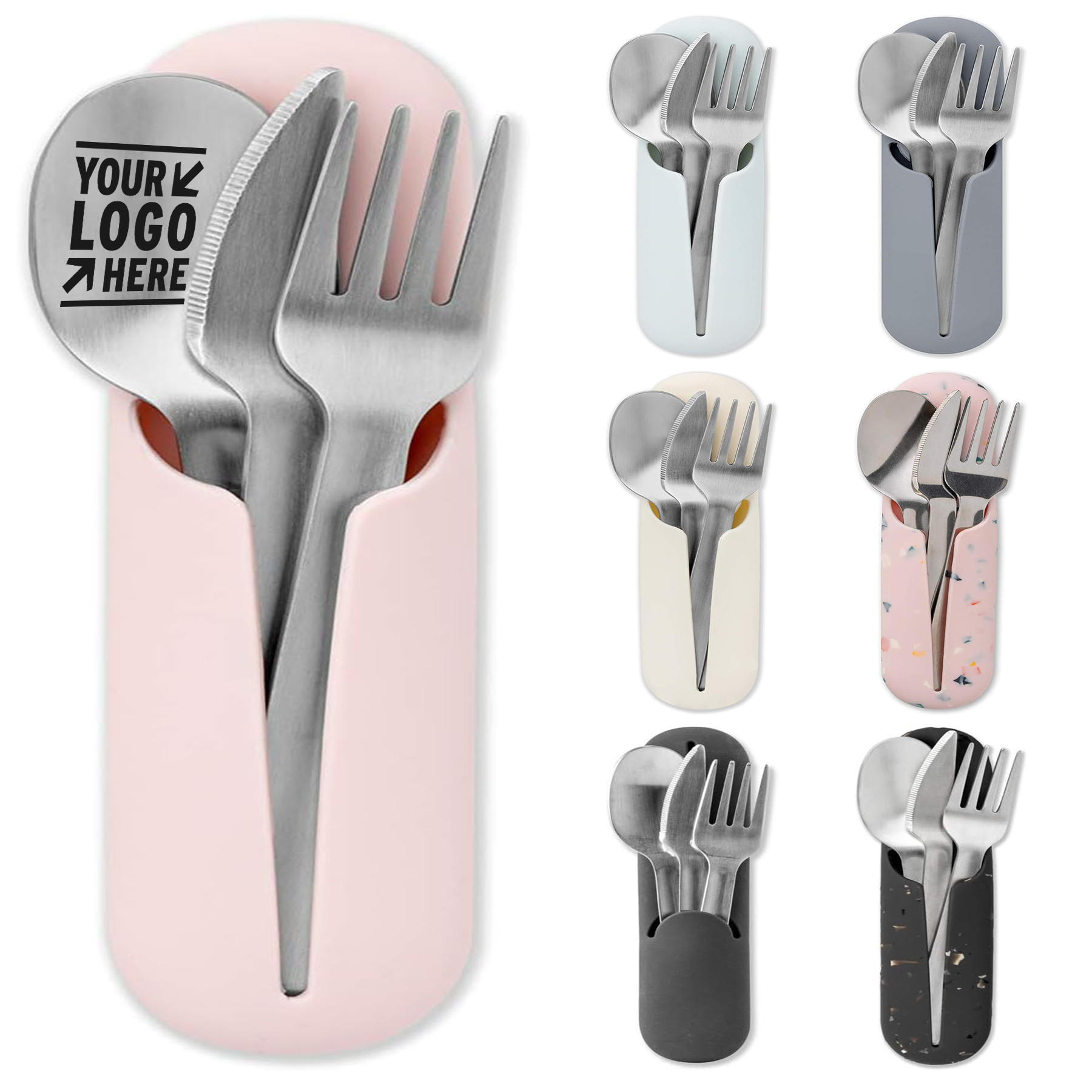 Portable Compact Set Porter Stainless Steel Utensils With Silicone Carrying Case 2