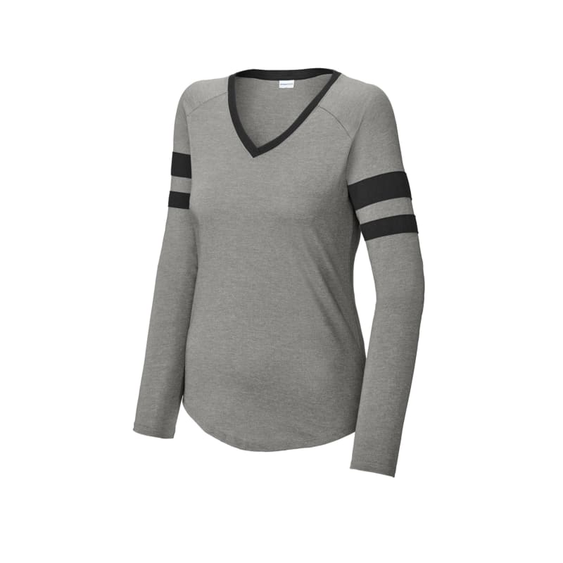 Sport-Tek Women's Halftime Stripe Long Sleeve V-Neck Tee 19