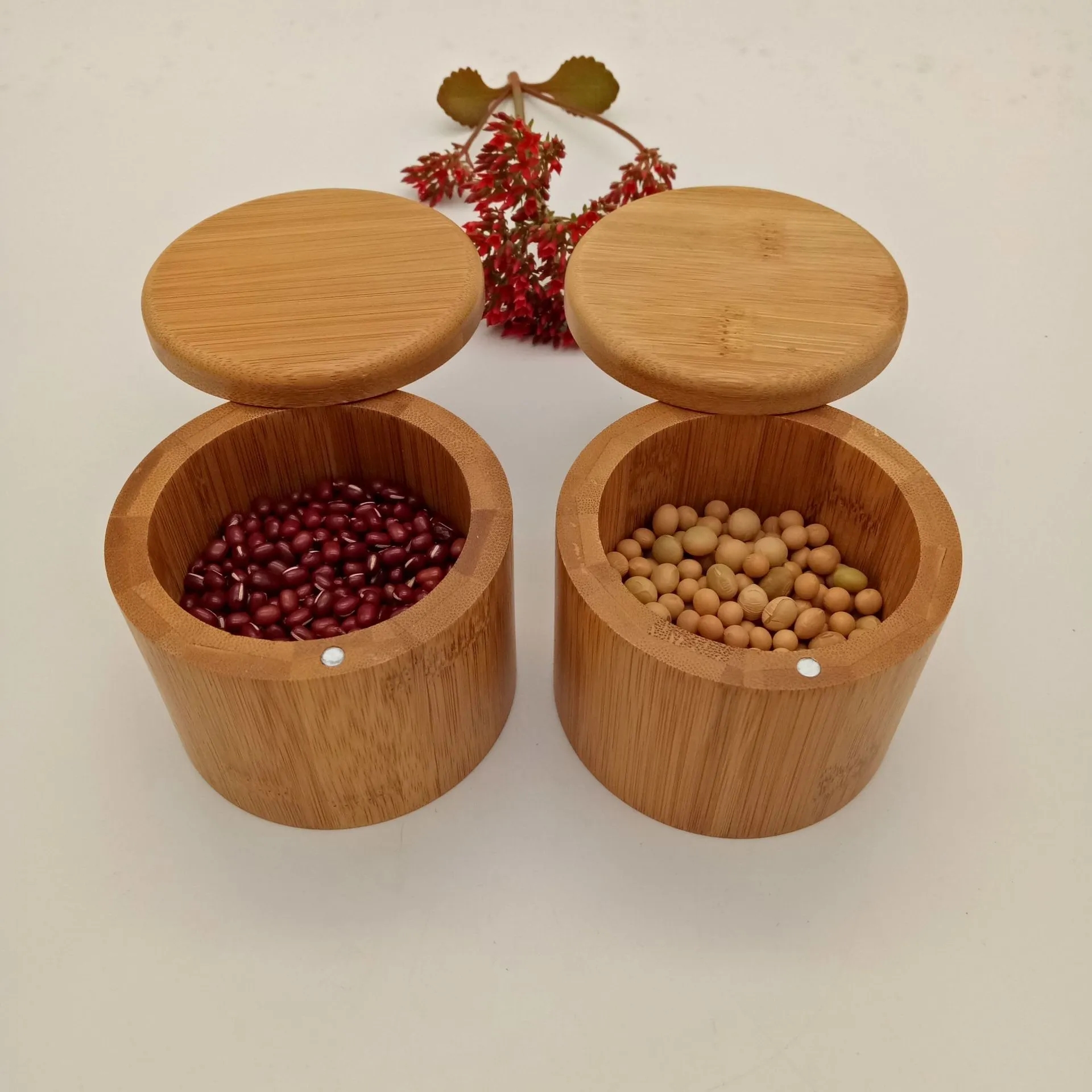 Bamboo Storage Box, with Magnetic Swivel Lid 3