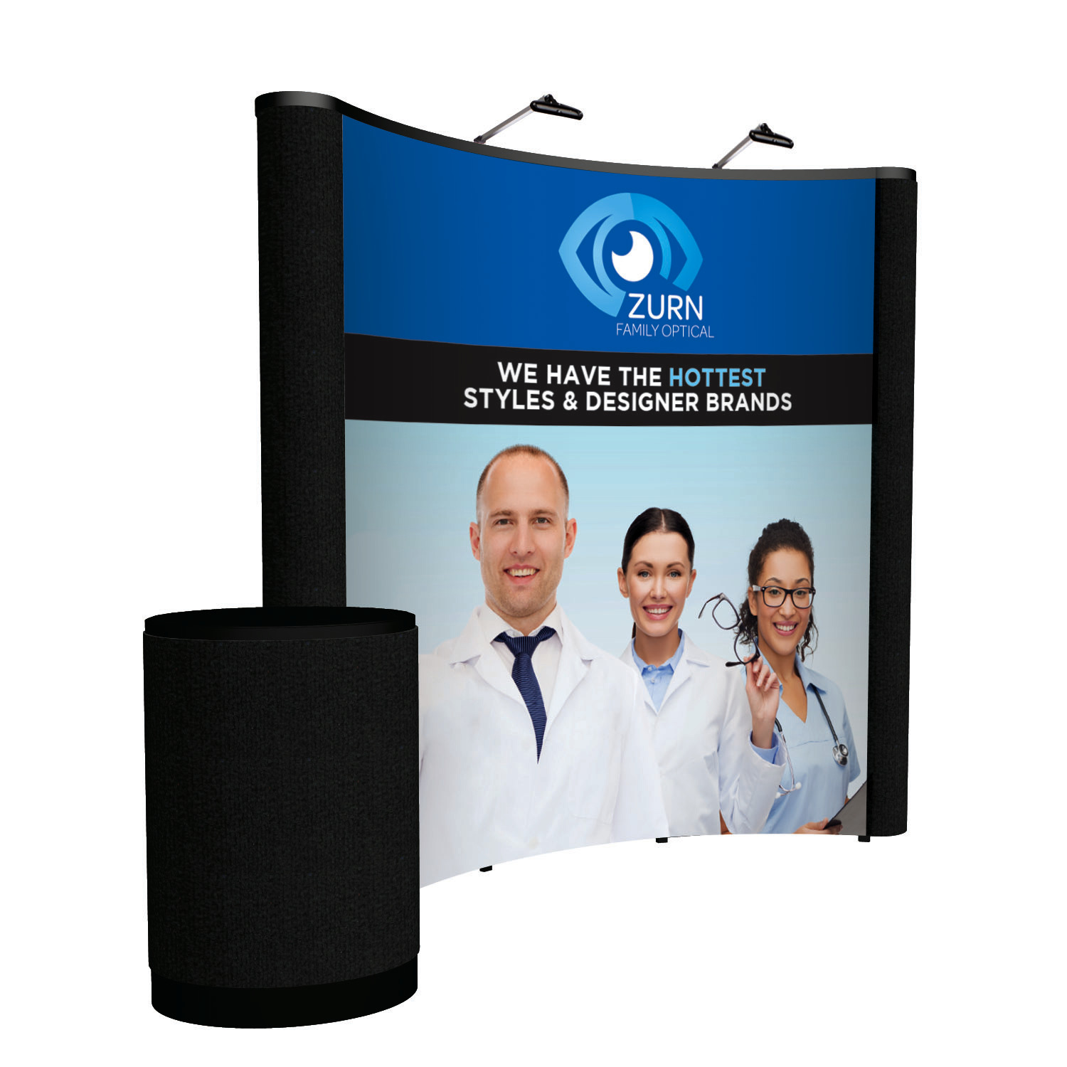 8' Curved ARISE Floor Display Kit (Mural with Fabric Ends) 2