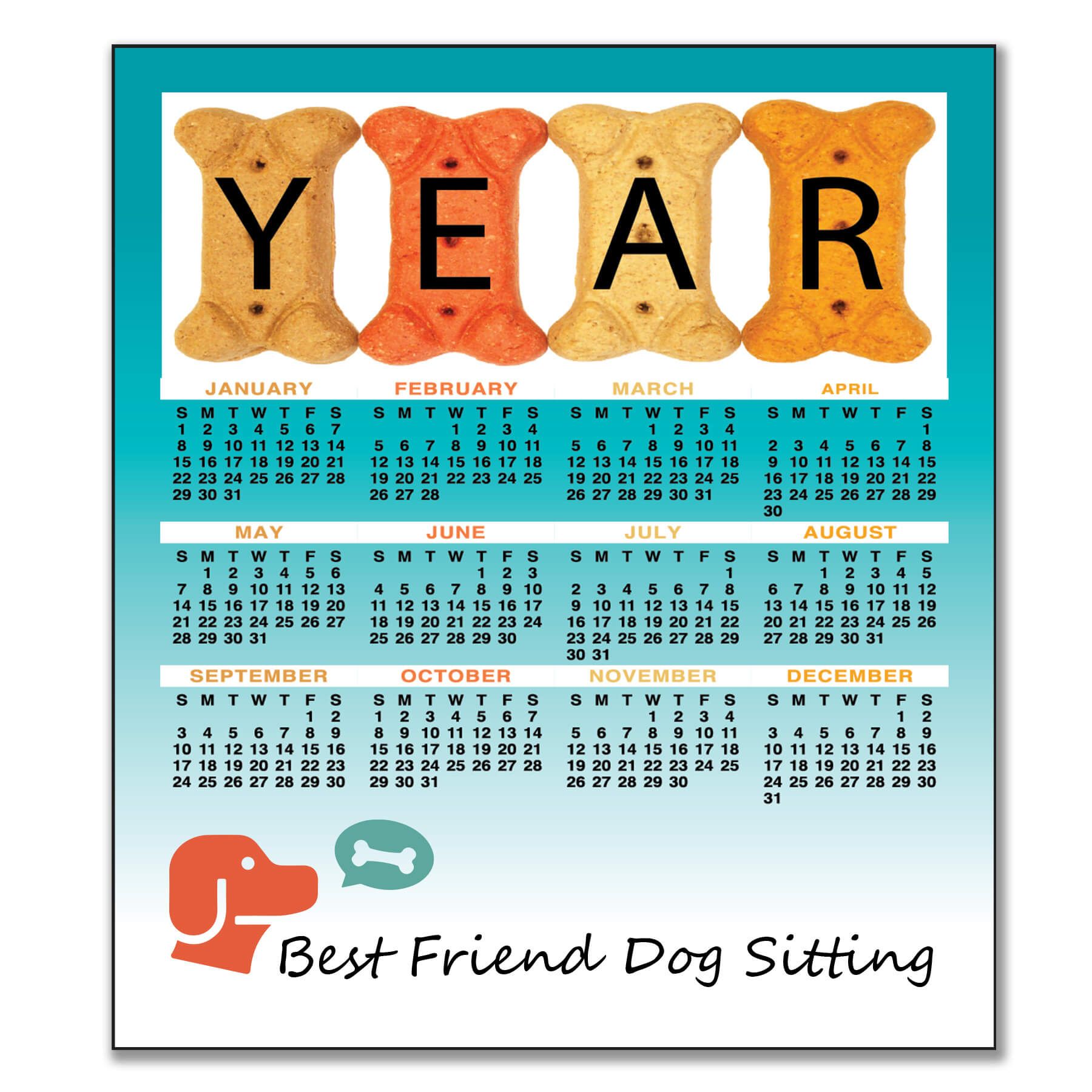 3.5" x 4" Small Magnetic Calendar 30 Mil 2
