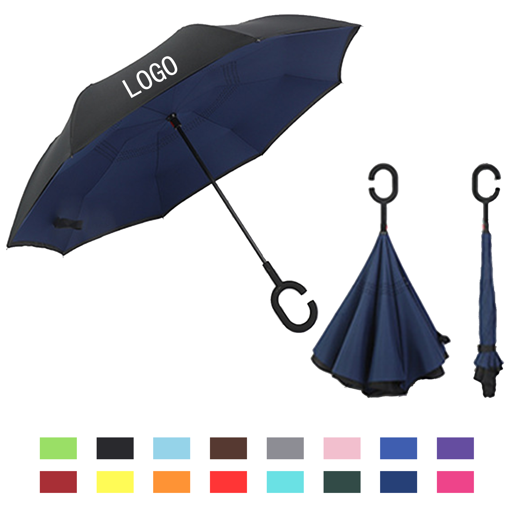 Car Standing Long Handle Reverse Weather Umbrella 2