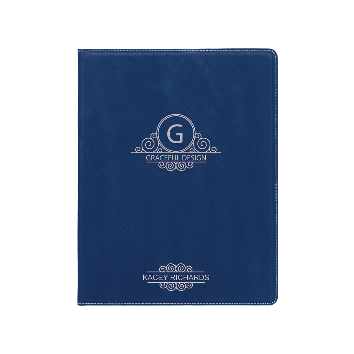 7" x 9" Leatherette Blue/Silver Portfolio