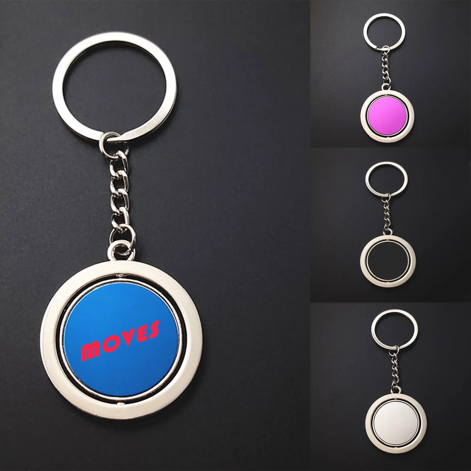 Zinc Alloy Circular Rotating Key Chain 1