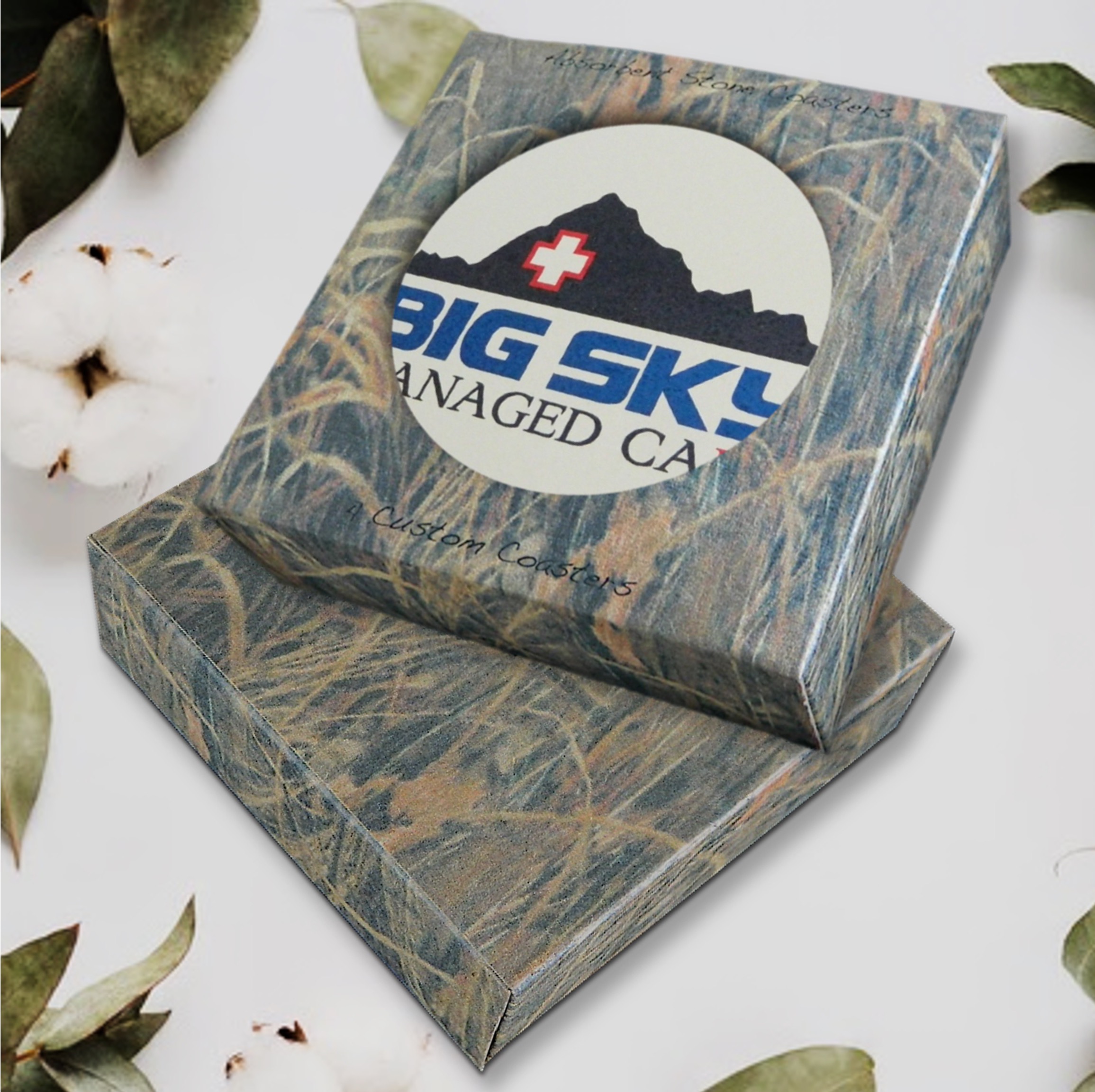 4 Square Absorbent Stone Coasters in a Fully Custom Printed Coaster Box - Full Bleed 6