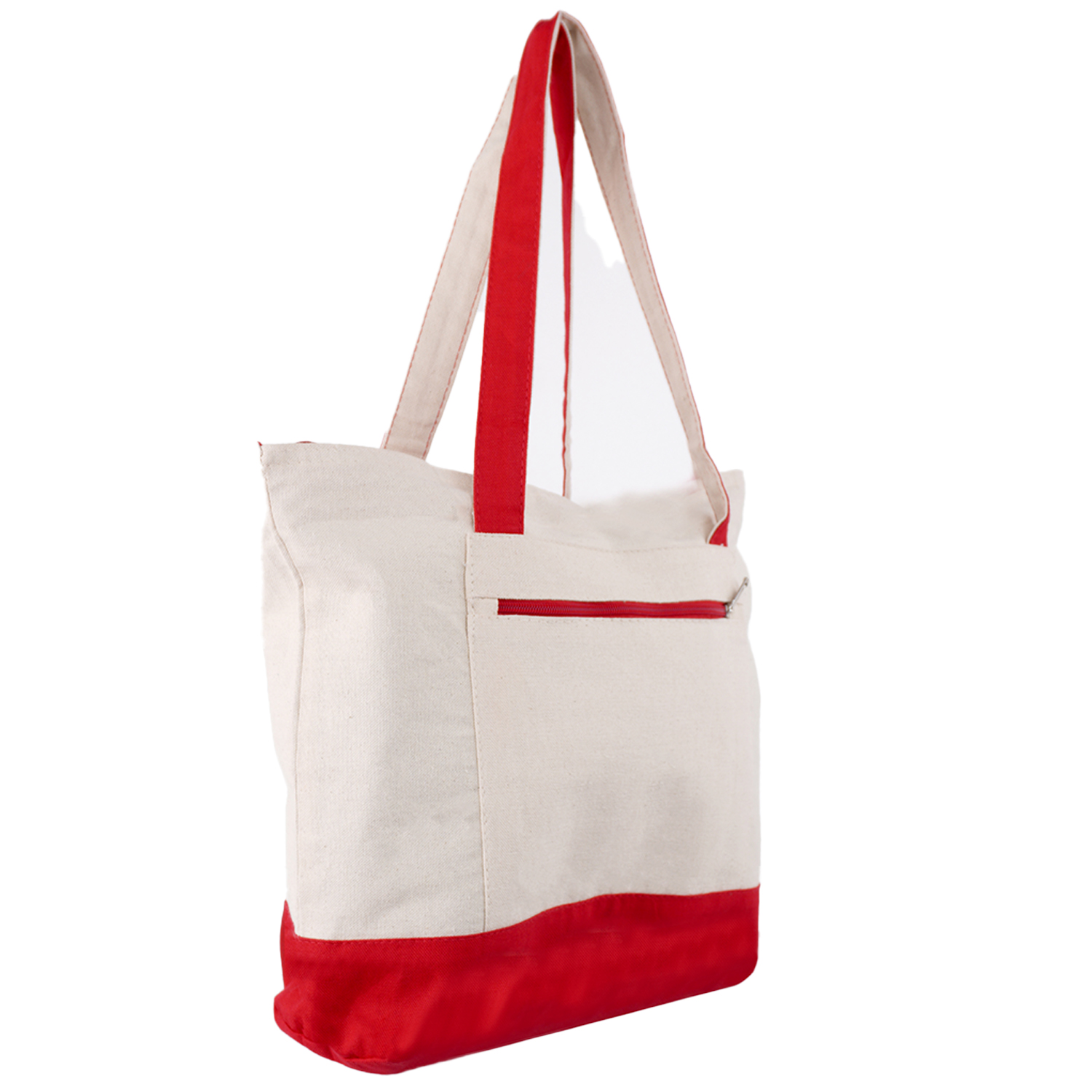 12 oz. Cotton Canvas Zipper Shopping Tote Bag USA Decorated (18" x 14") 5