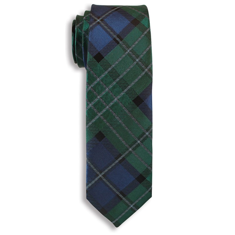 Green & Blue City Collection Plaid Narrow Tie 2