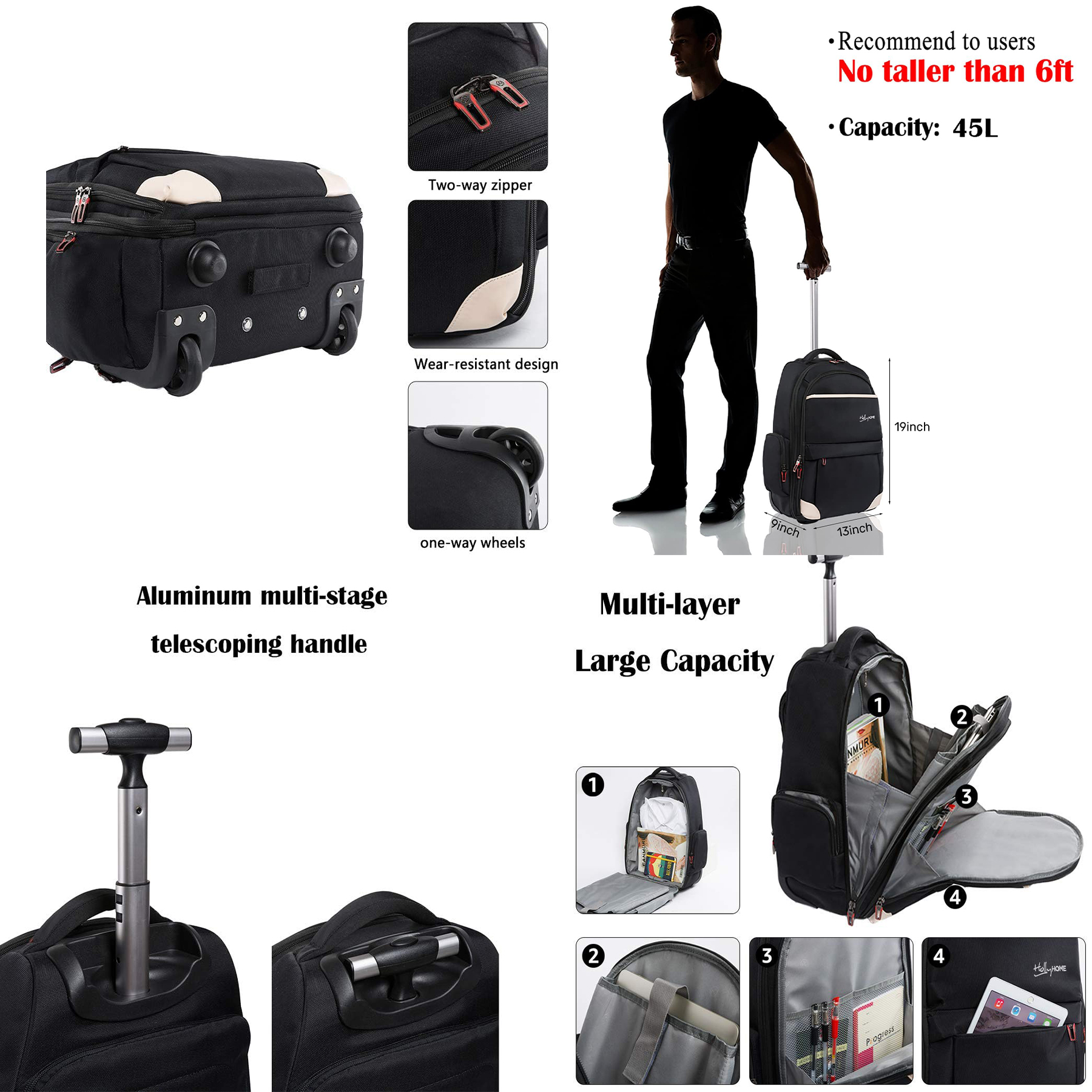 Wheeled Rolling Backpack 2