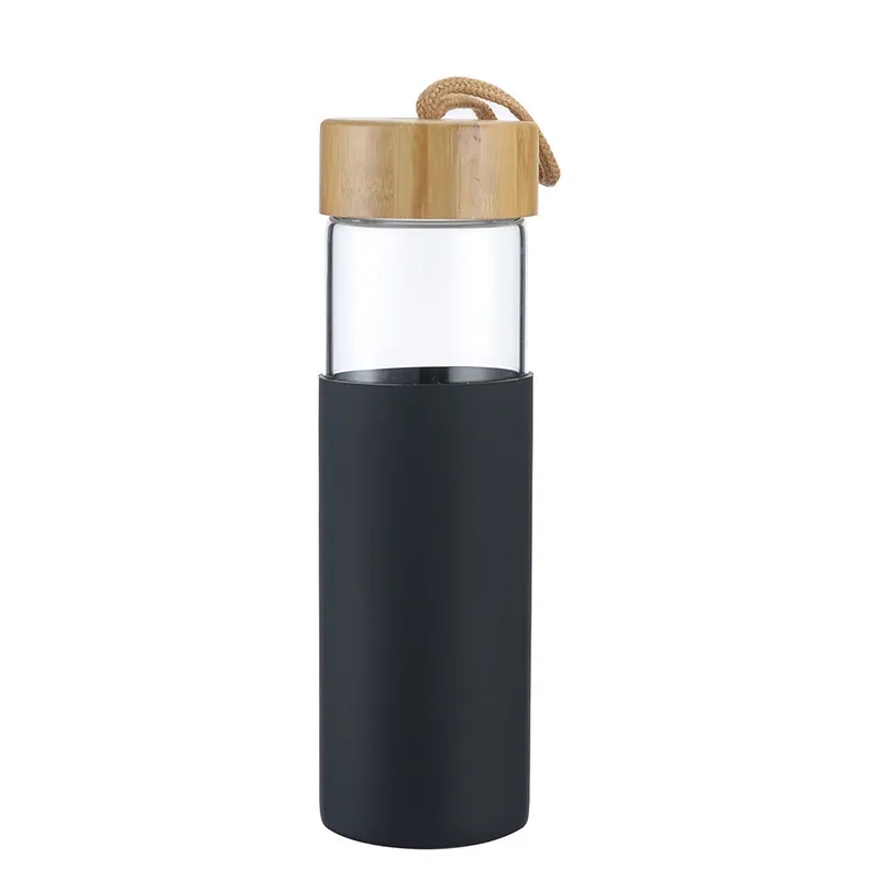 20oz Glass Bottles with Bamboo Lid Silicone Sleeve 5