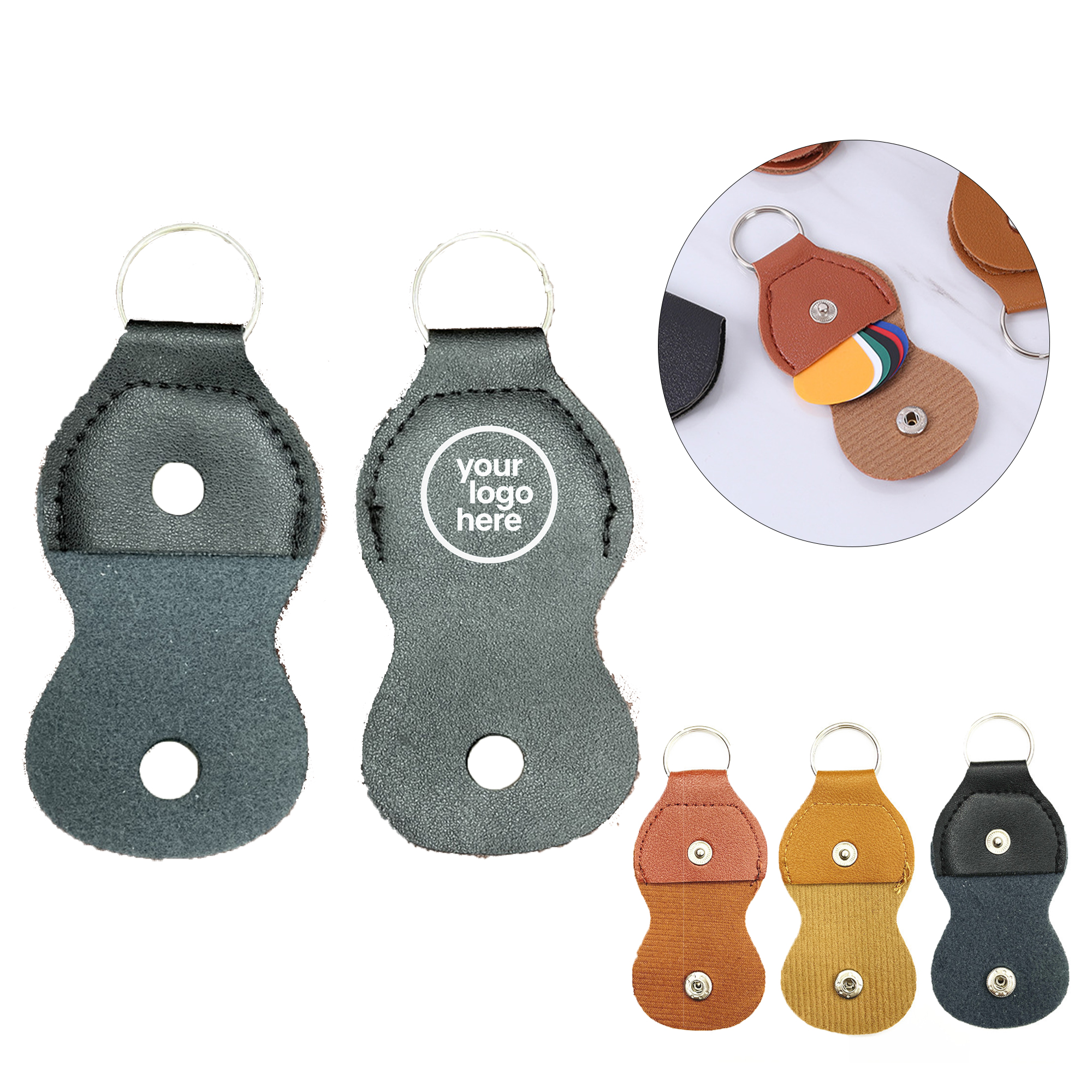 MOQ:20pcs Genuine Leather Guitar Pick Holder 2