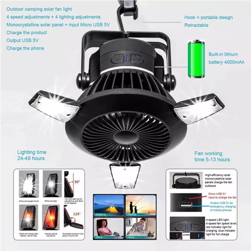 Portable LED Camping Lantern with Ceiling Fan 3