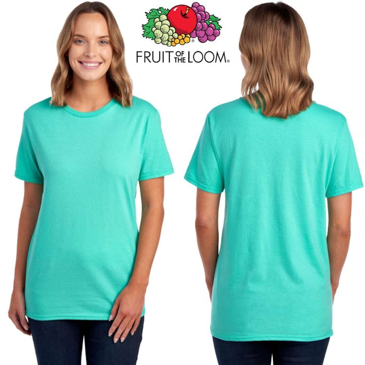 Fruit of the Loom Unisex Cotton T-Shirts - Size Small Mint Blue