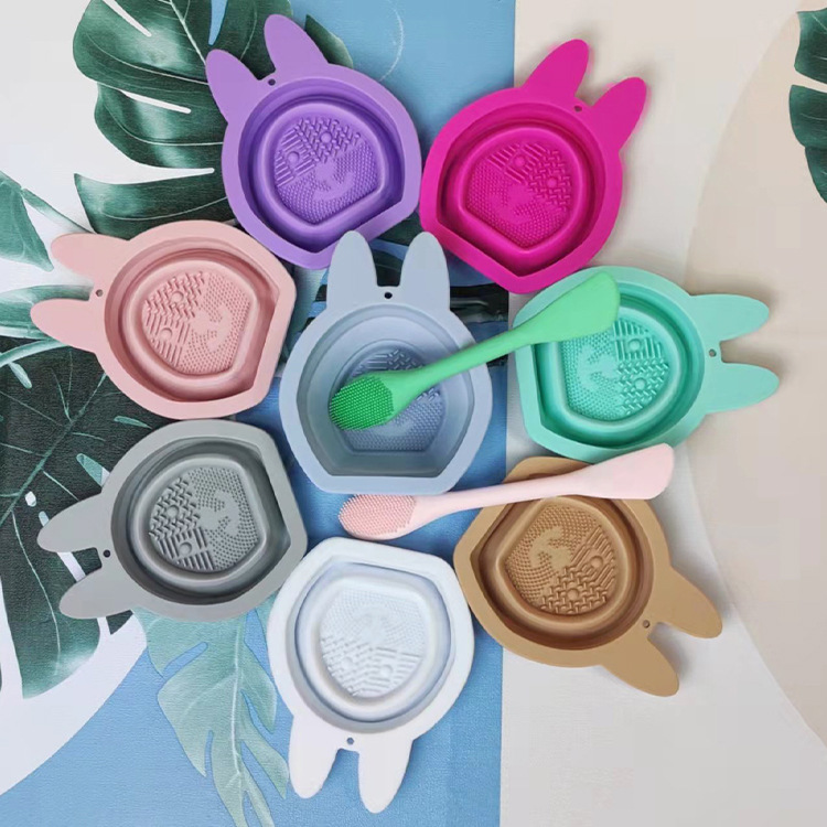 Silicone Cosmetic Brush Cleaner Mat Portable Washing Tool Scrubber-- Rabbit Shape 6