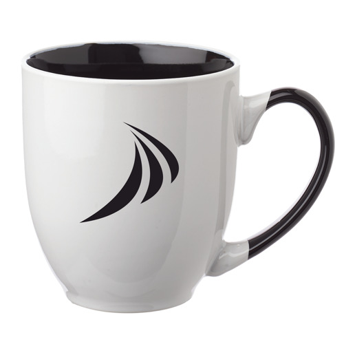 Two-Tone Bistro Style Ceramic Mug with Contrasting Handle,