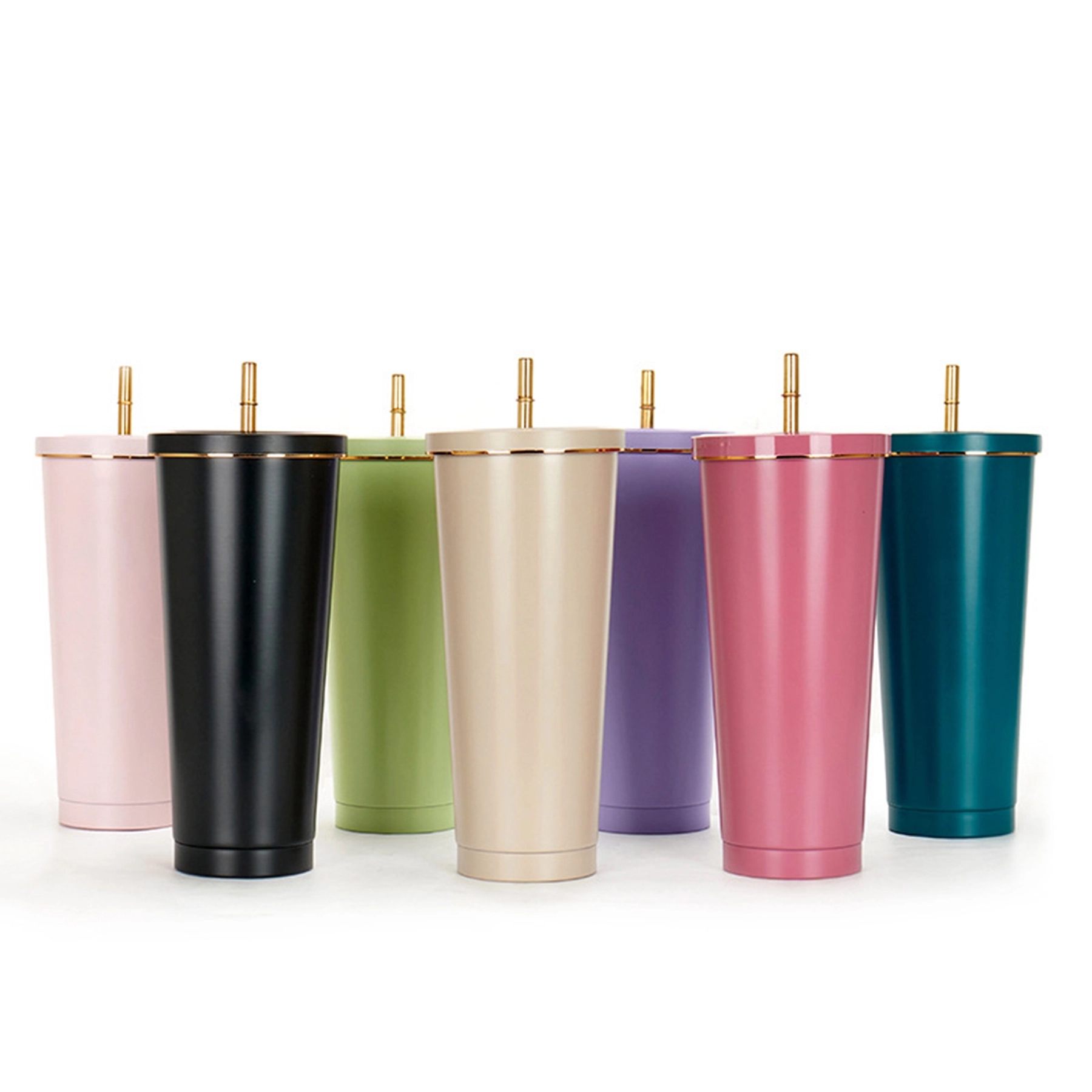 25 Oz. Double Wall Gold Edge Tumbler With Straw & Lid 5