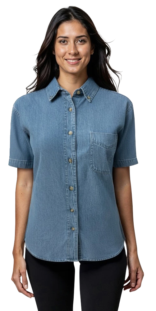 Ladies' S/S 100% Cotton Denim Shirt 9