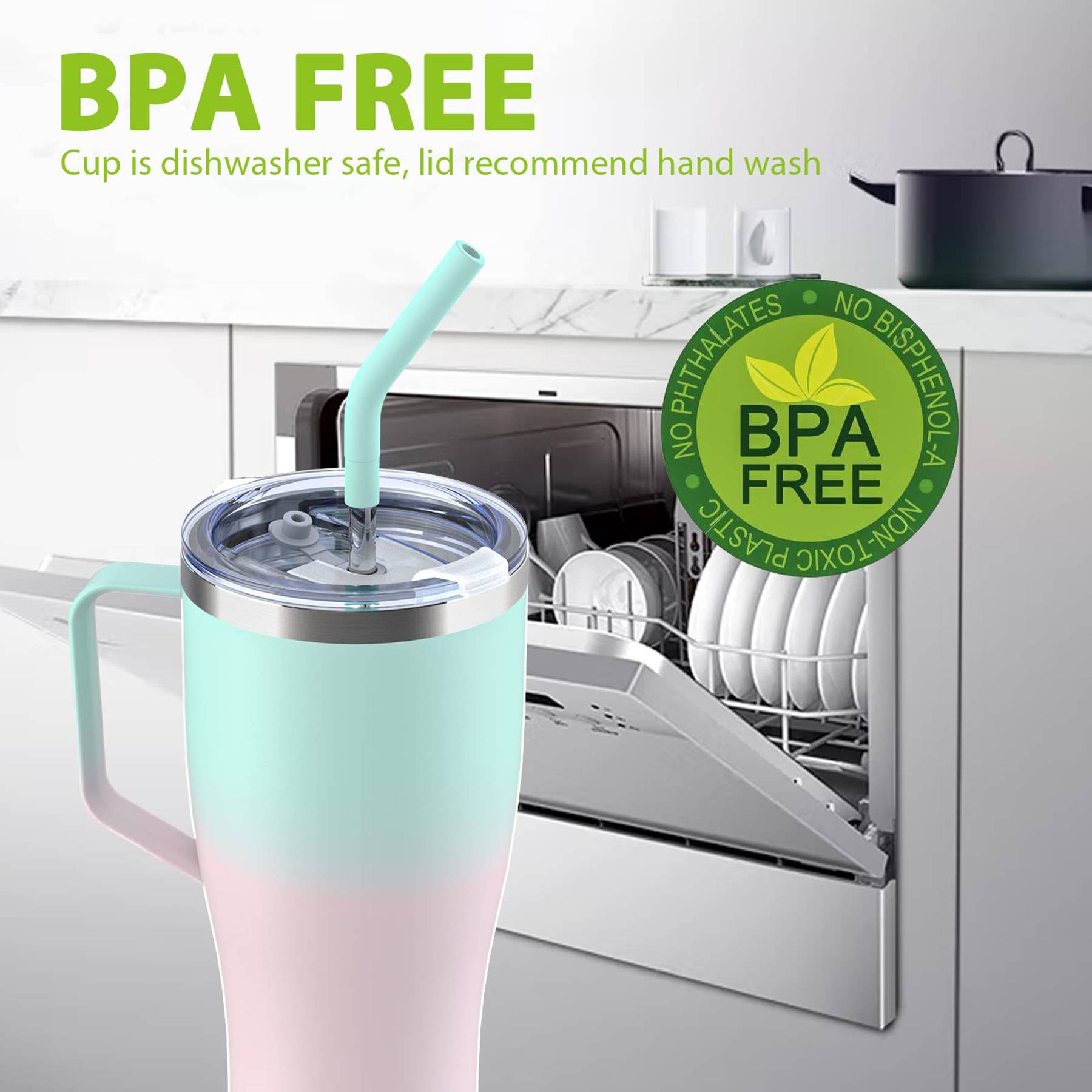 30 oz Stainless Steel Vacuum Thermal Cup with Handle 5