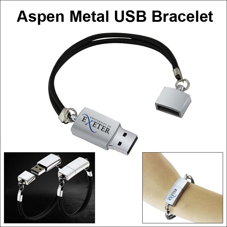 Aspen Metal USB Bracelet Flash Drive - 8GB