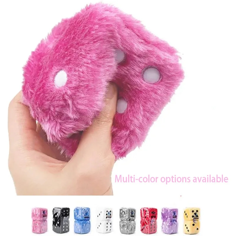 Square Mirror Hanging Couple Fuzzy Plush Dice 4