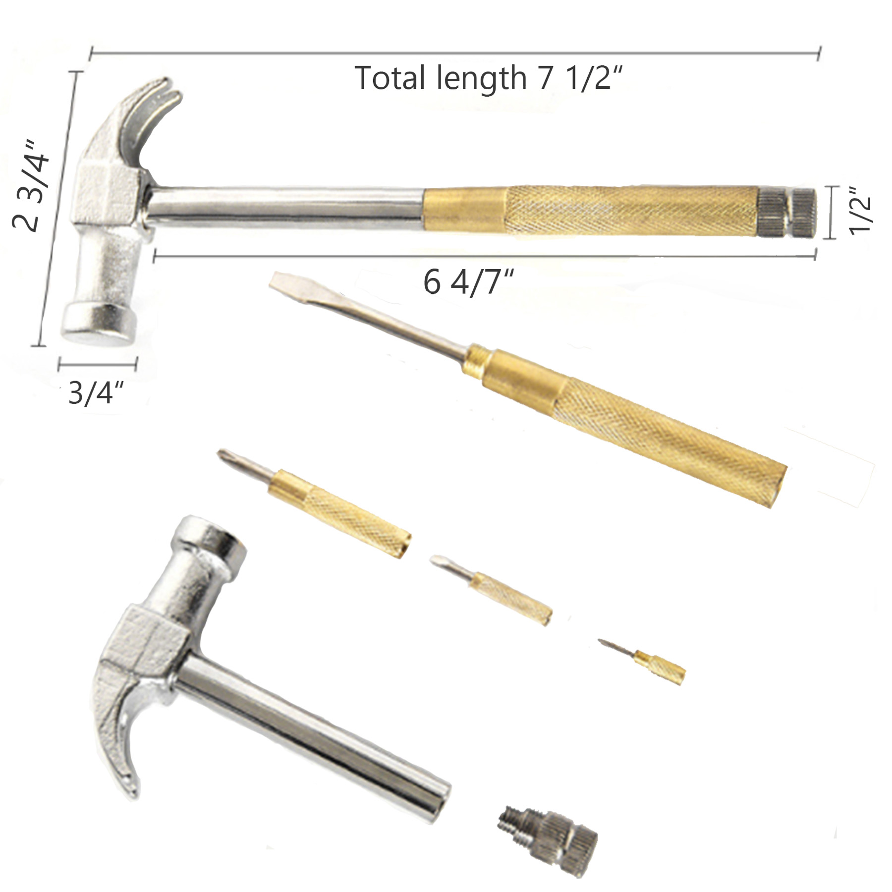 Multifunctional Mini Five-in-One Claw Small Copper Hammer 2
