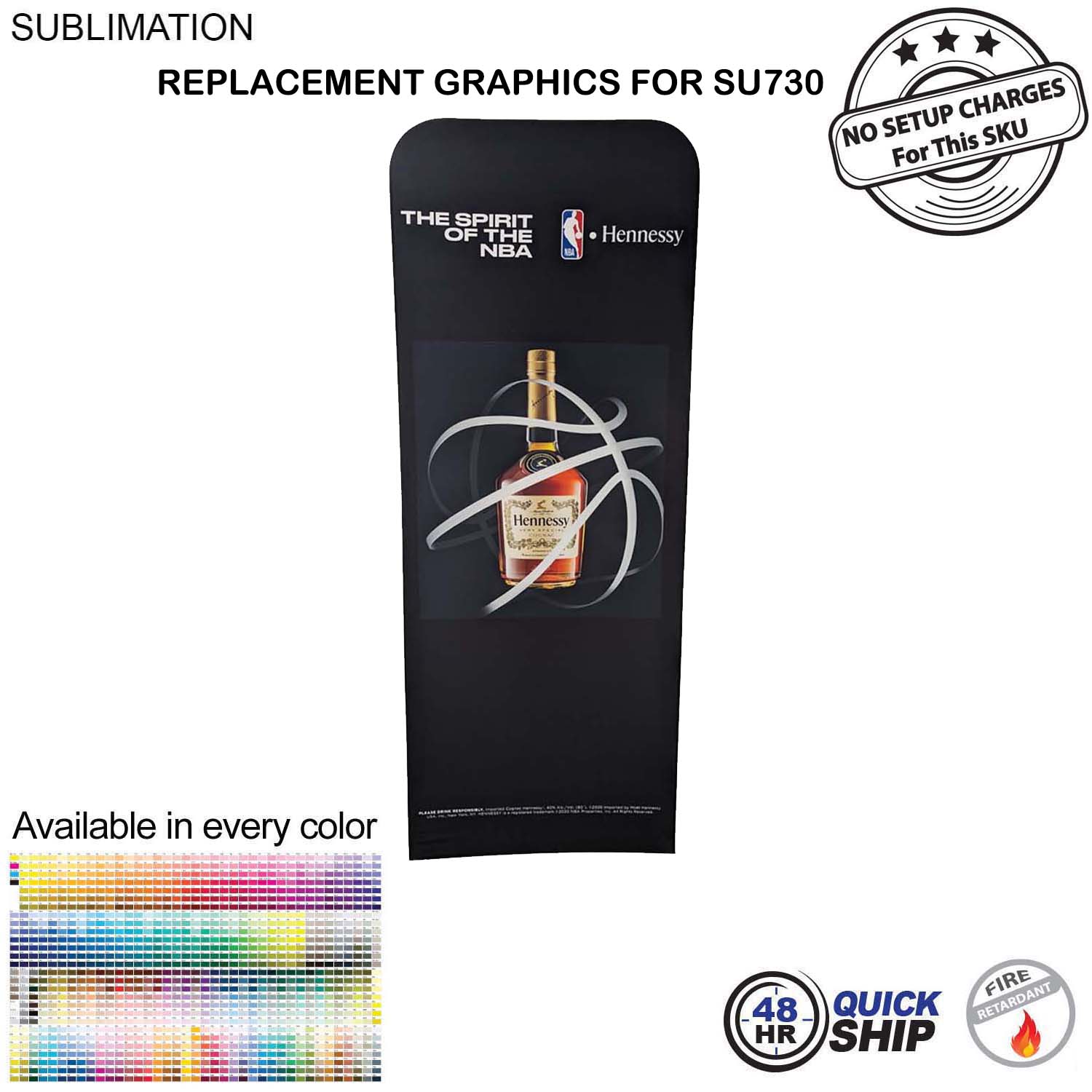 48Hr Quick Ship - Replacement Graphics Double Sided 2'W x 78"H EuroFit Tension Fabric Slip on cover 4