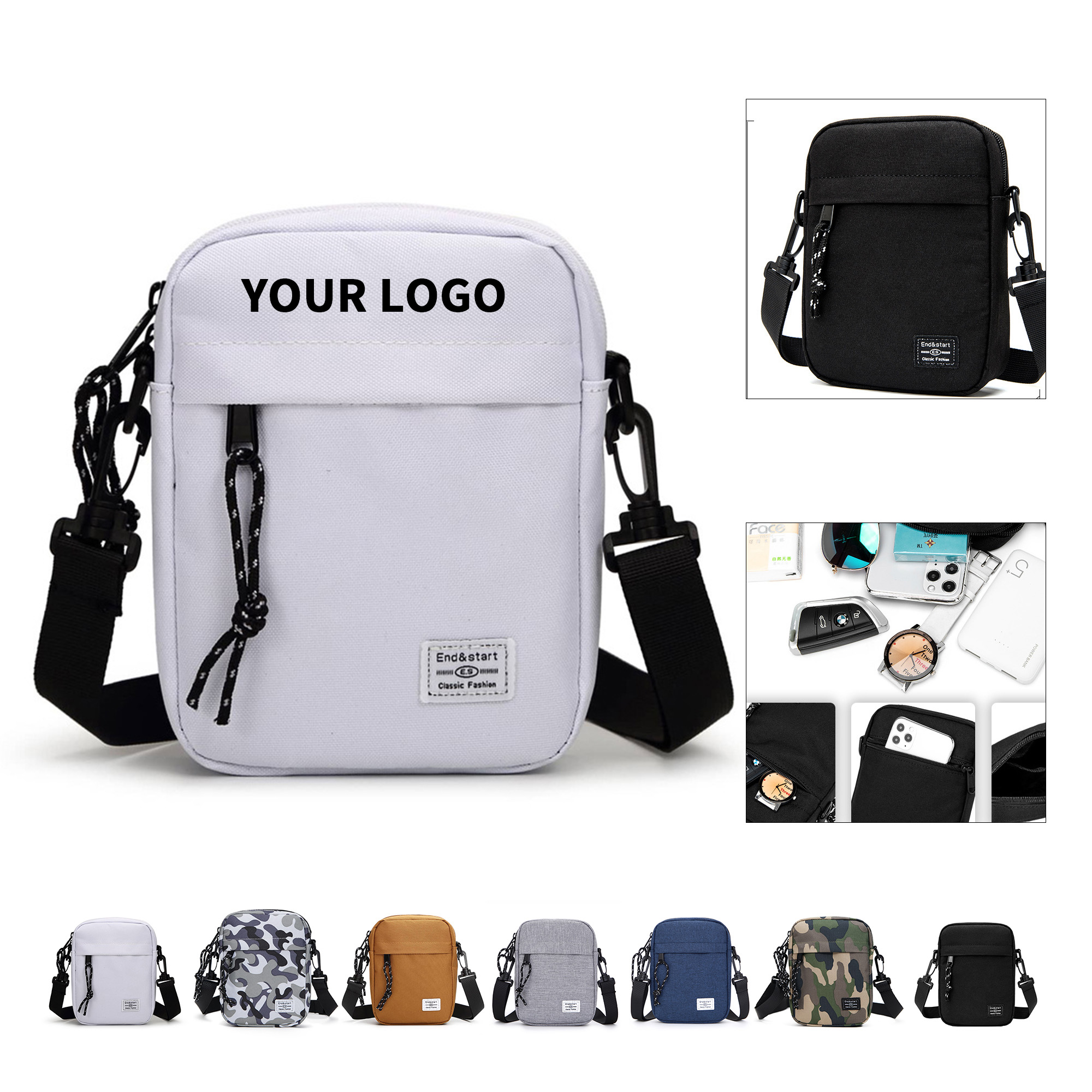 Oxford Polyester Crossbody Waist Bag With Waterproof Shell 4