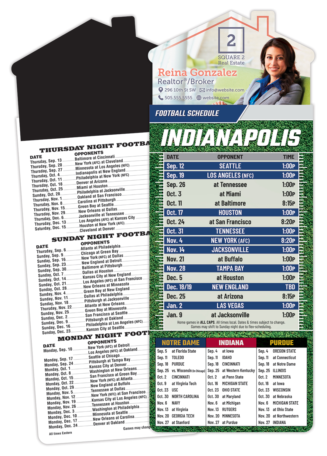 Magna-Card House Shape Magnet Football Schedules (3.5x9) 1
