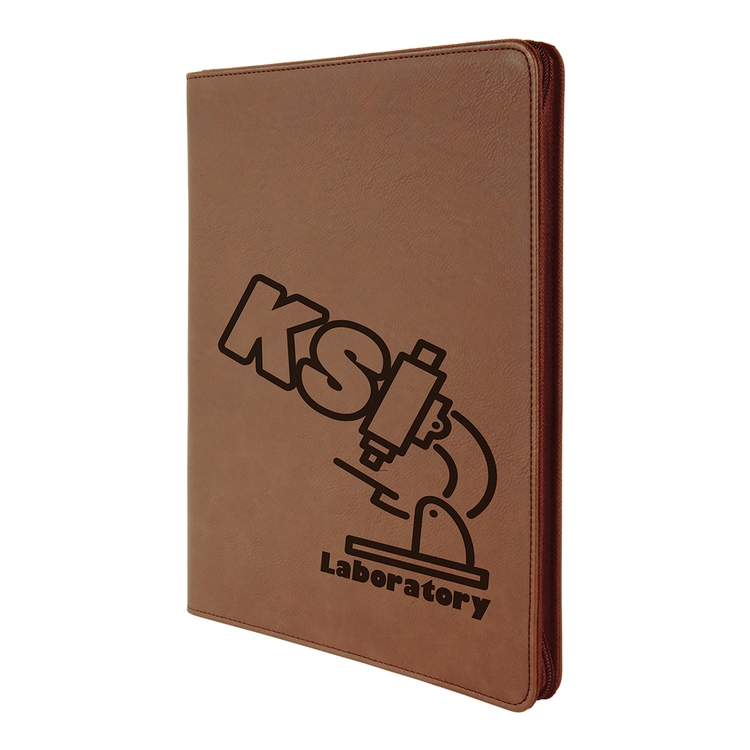 9" x 12" Leatherette Dark Brown Portfolio with Zipper 11