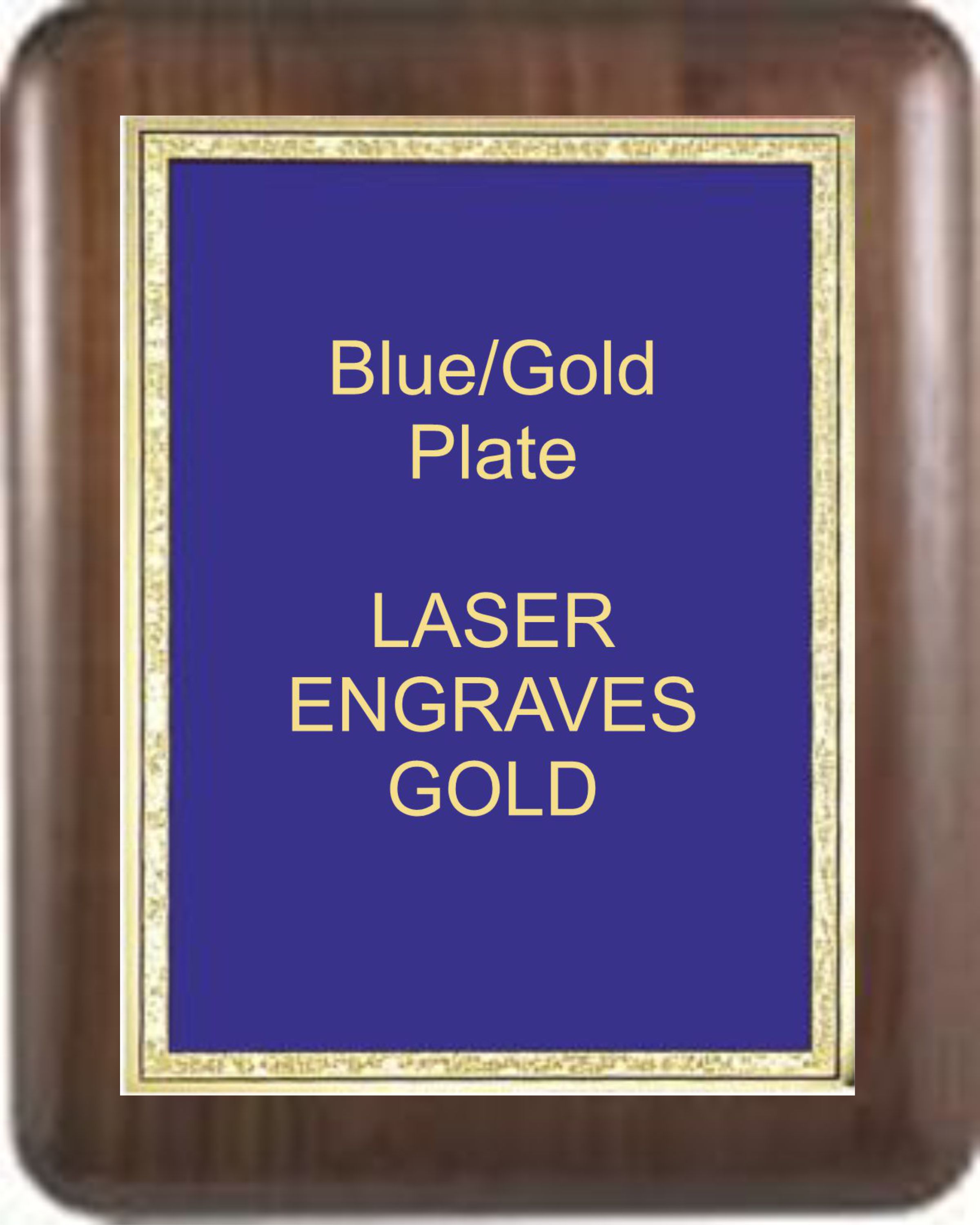 7" x 9" Genuine Walnut Elliptical Edge Round Corner Plaque with a Blue Florentine Plate. 2