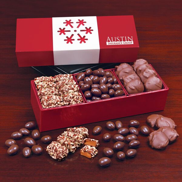 Red Trio of Sweets with Snowflake Wrap