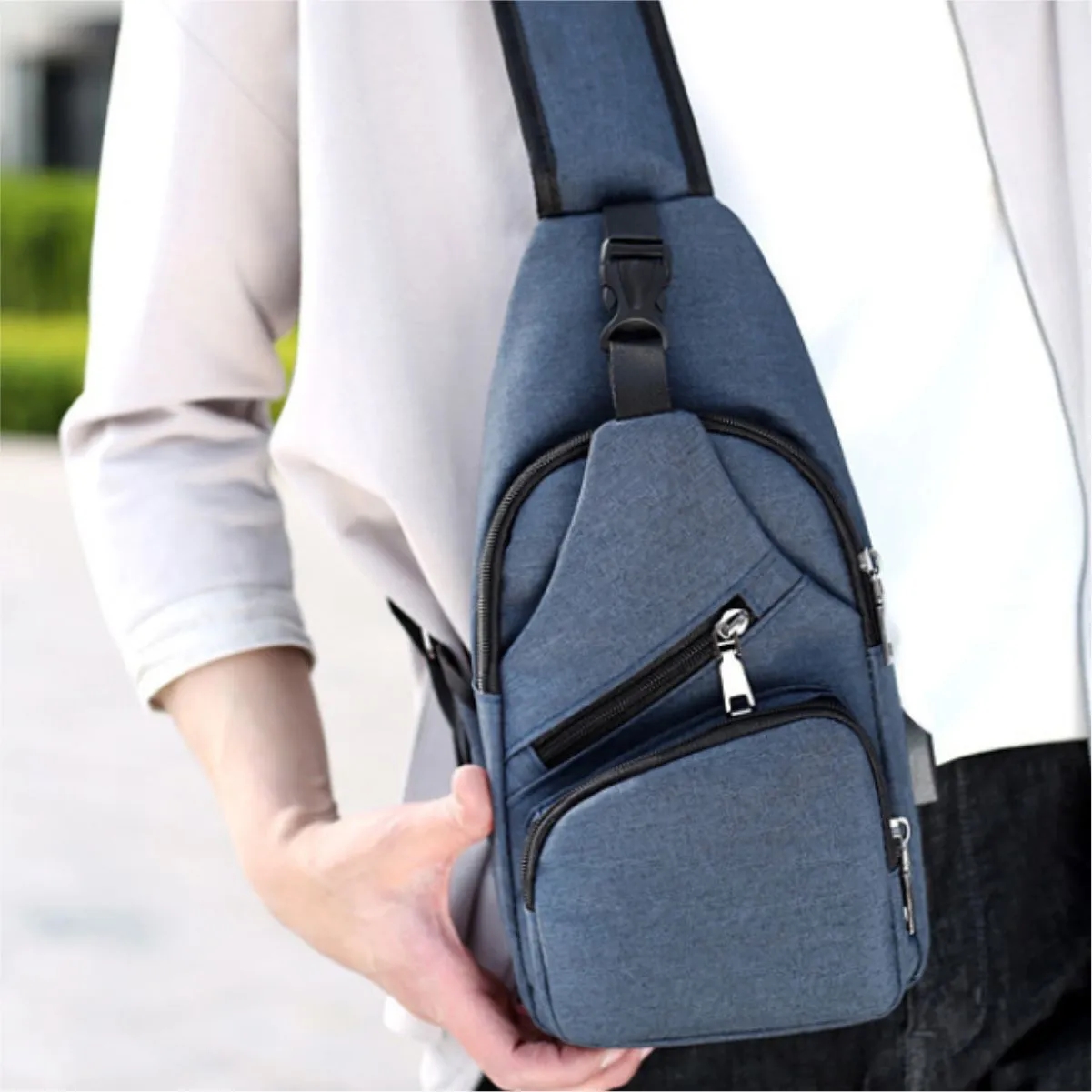 Crossbody Sling Bag with Anti Theft And USB Charging Port, custom fanny pack with logo imprint 7
