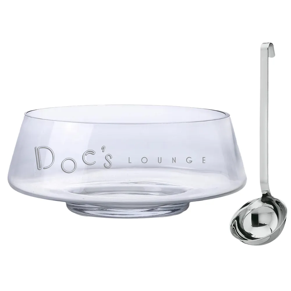 2.5Gal Footed Glass Punch Bowl with Ladle 2