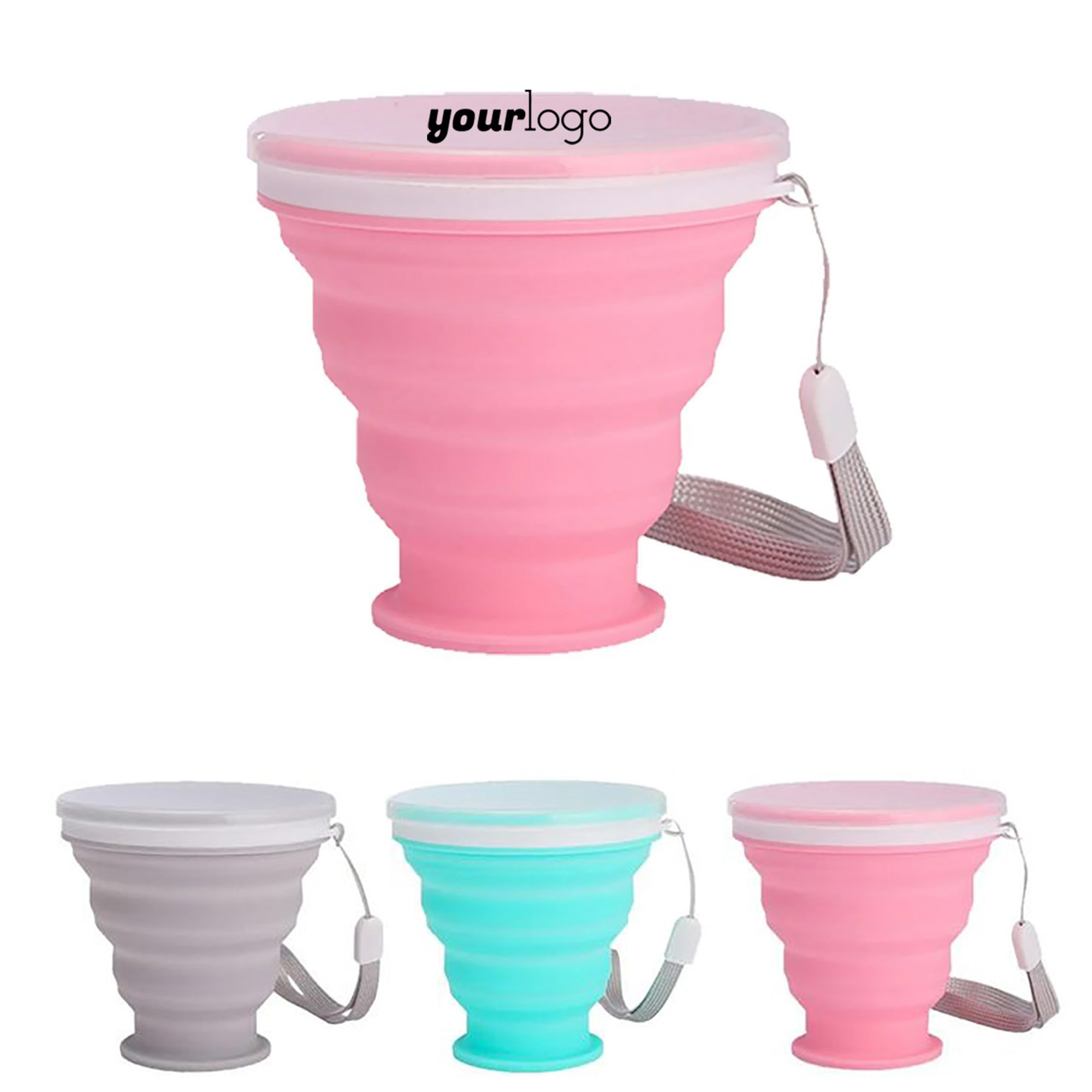 Foldable Silicone Cup With Lid And Strap 2